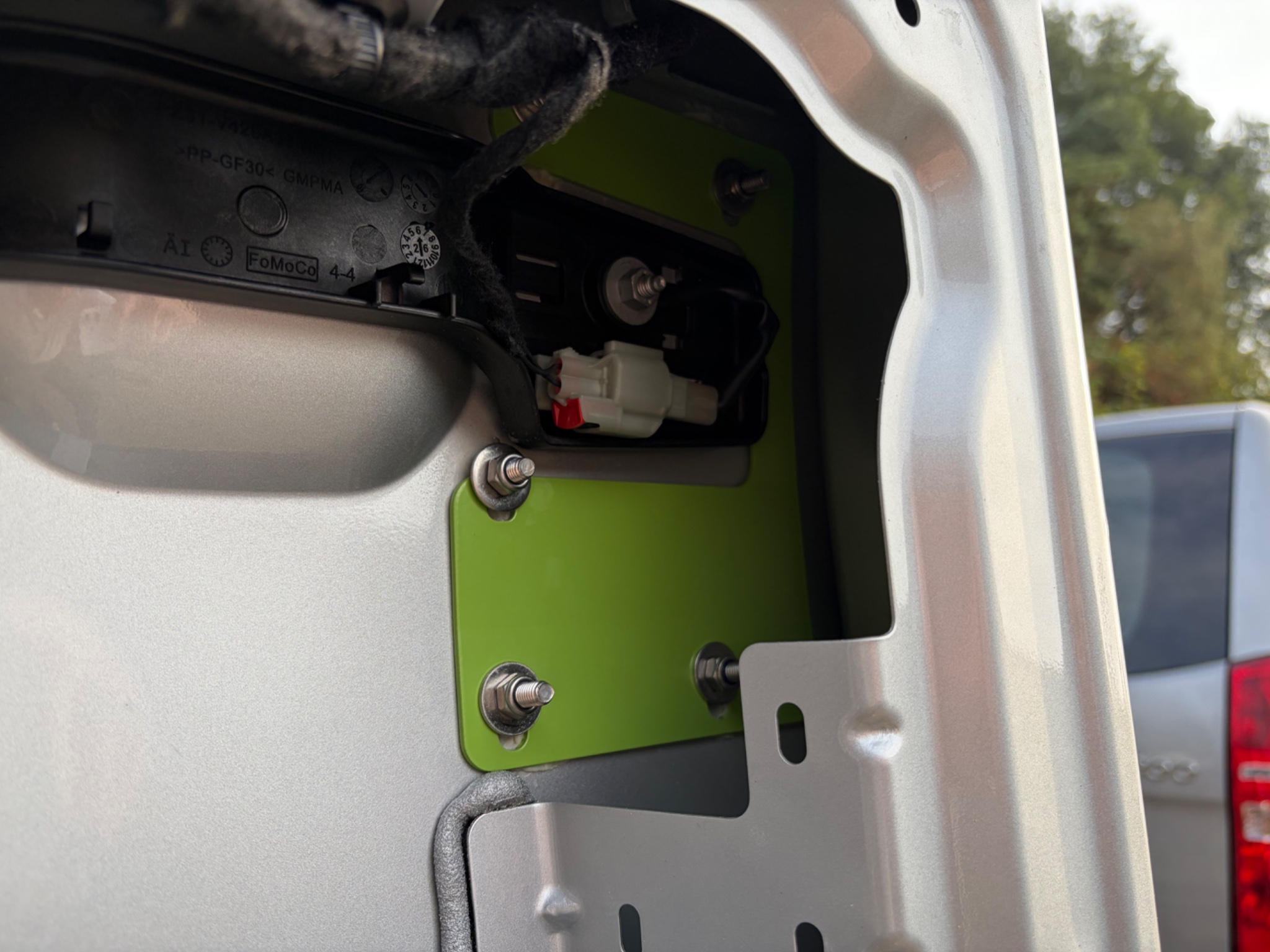 Bolt through security plate fixed inside the rear door of a van in Beverley