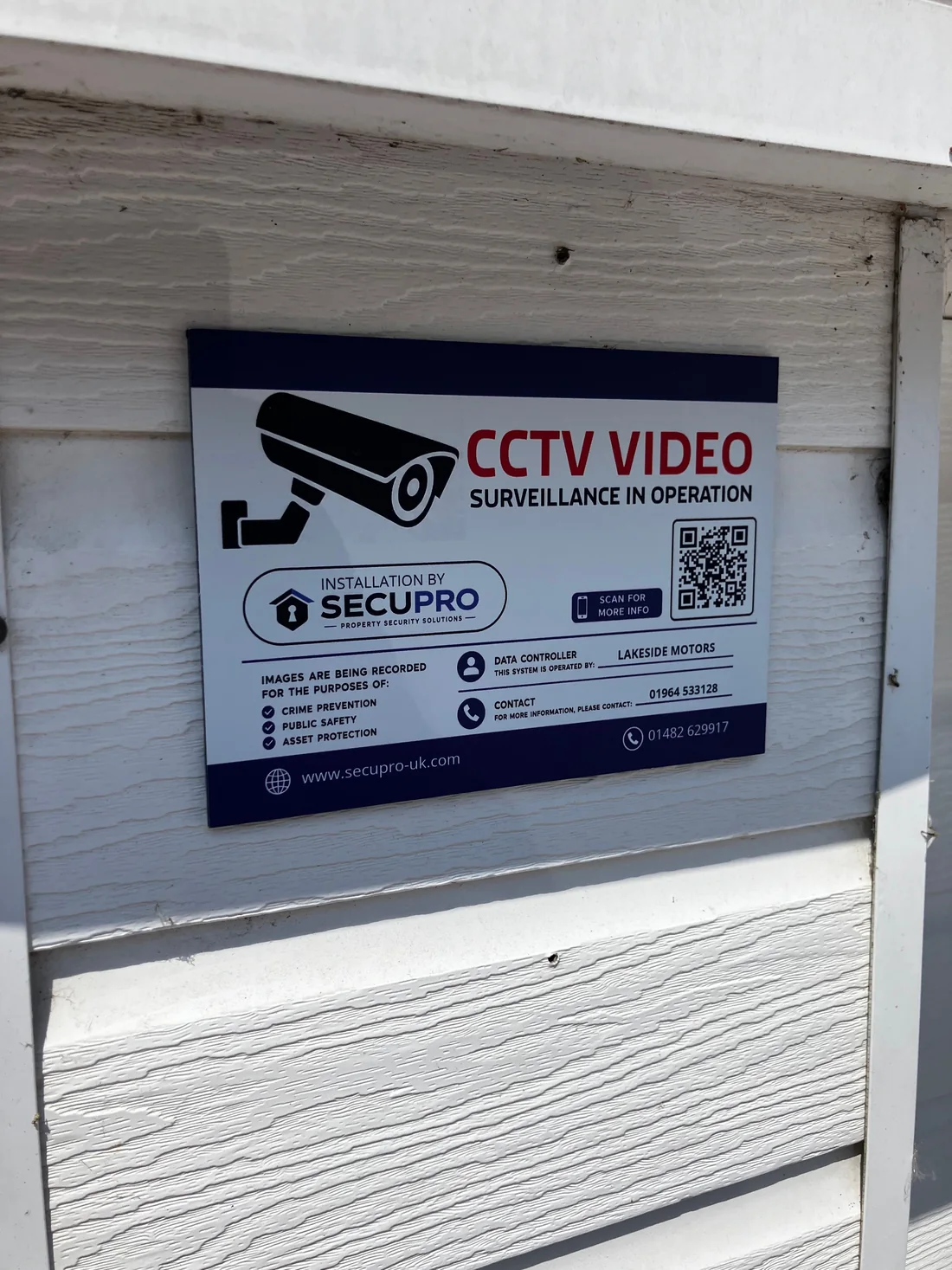 Secupro CCTV in operation warning sign