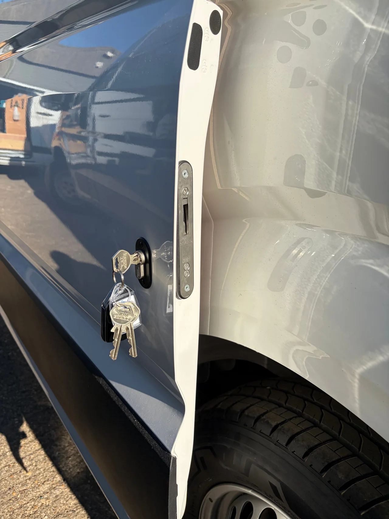 Deadlock fitted to a van side door